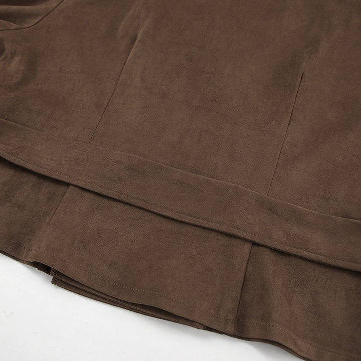 Belted Faux Suede Jacket
