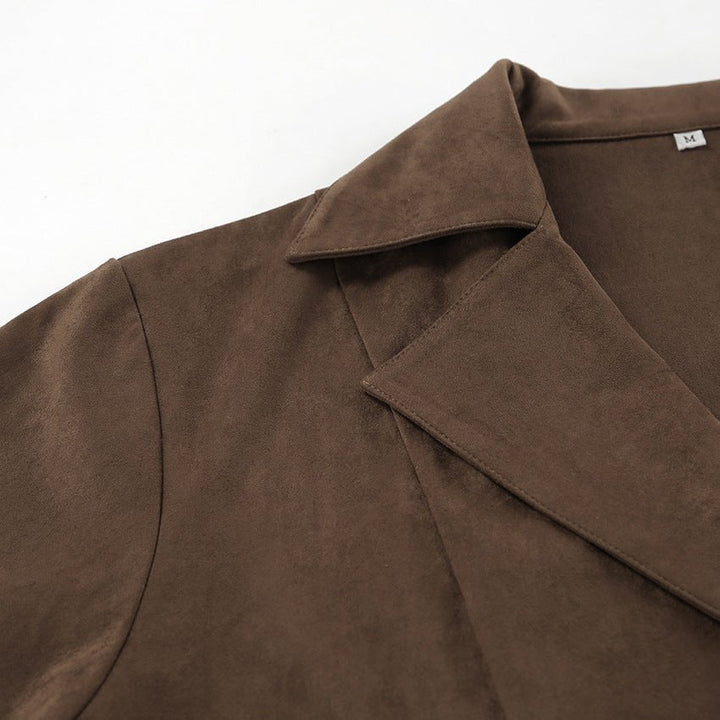 Belted Faux Suede Jacket