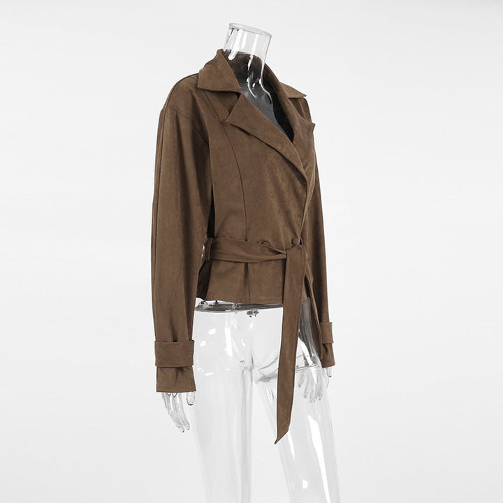 Belted Faux Suede Jacket