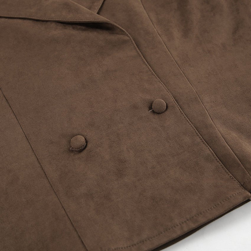 Belted Faux Suede Jacket