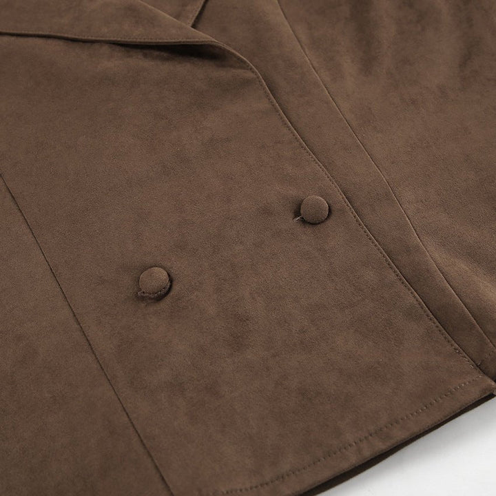 Belted Faux Suede Jacket