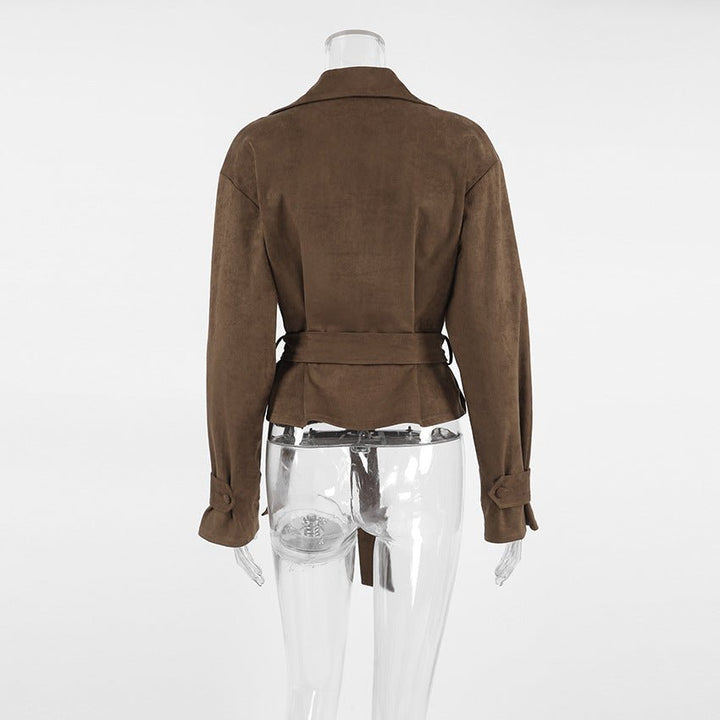 Belted Faux Suede Jacket