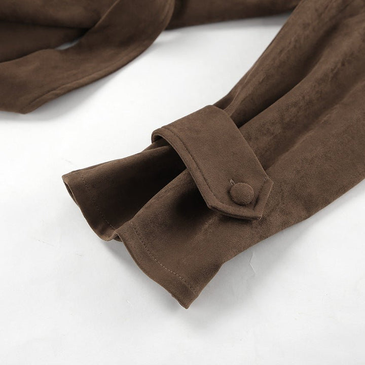 Belted Faux Suede Jacket