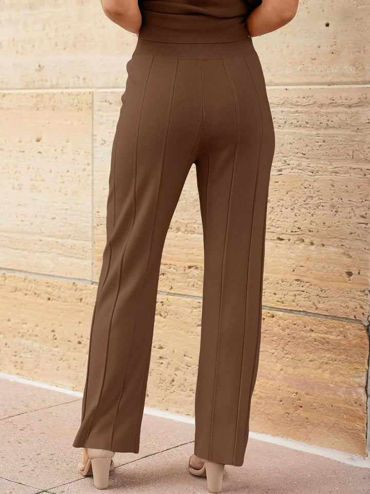Cap Sleeve Top and Pants Knit Set