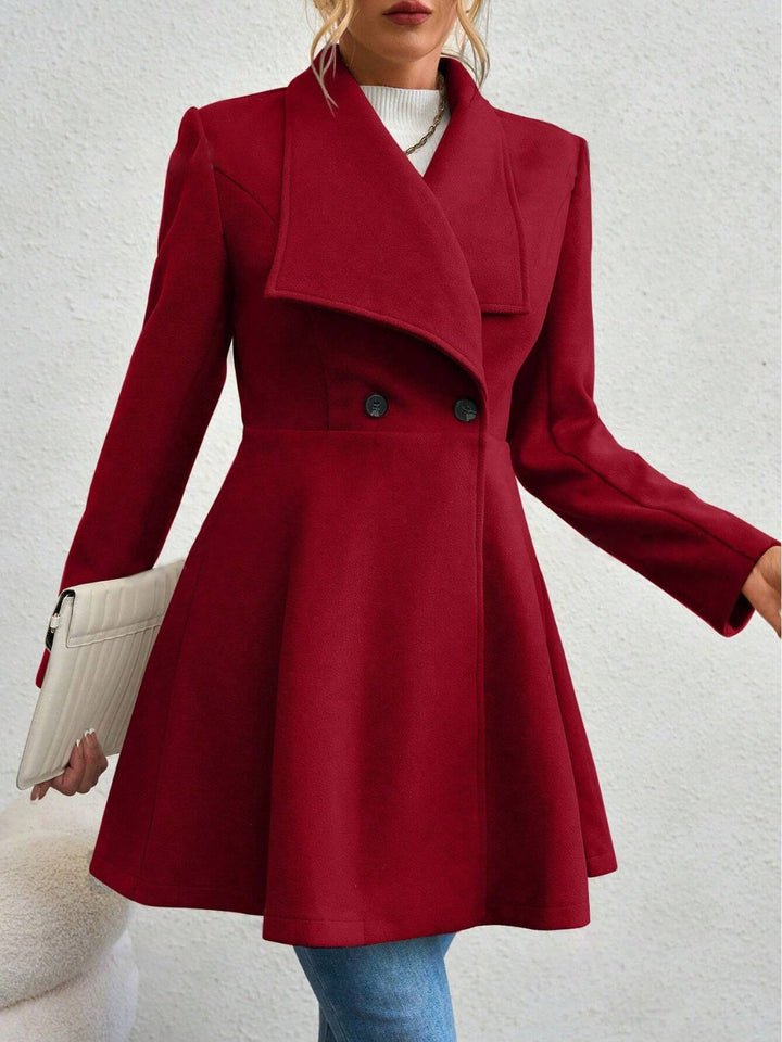 Collared Button-Up Long Sleeve Coat
