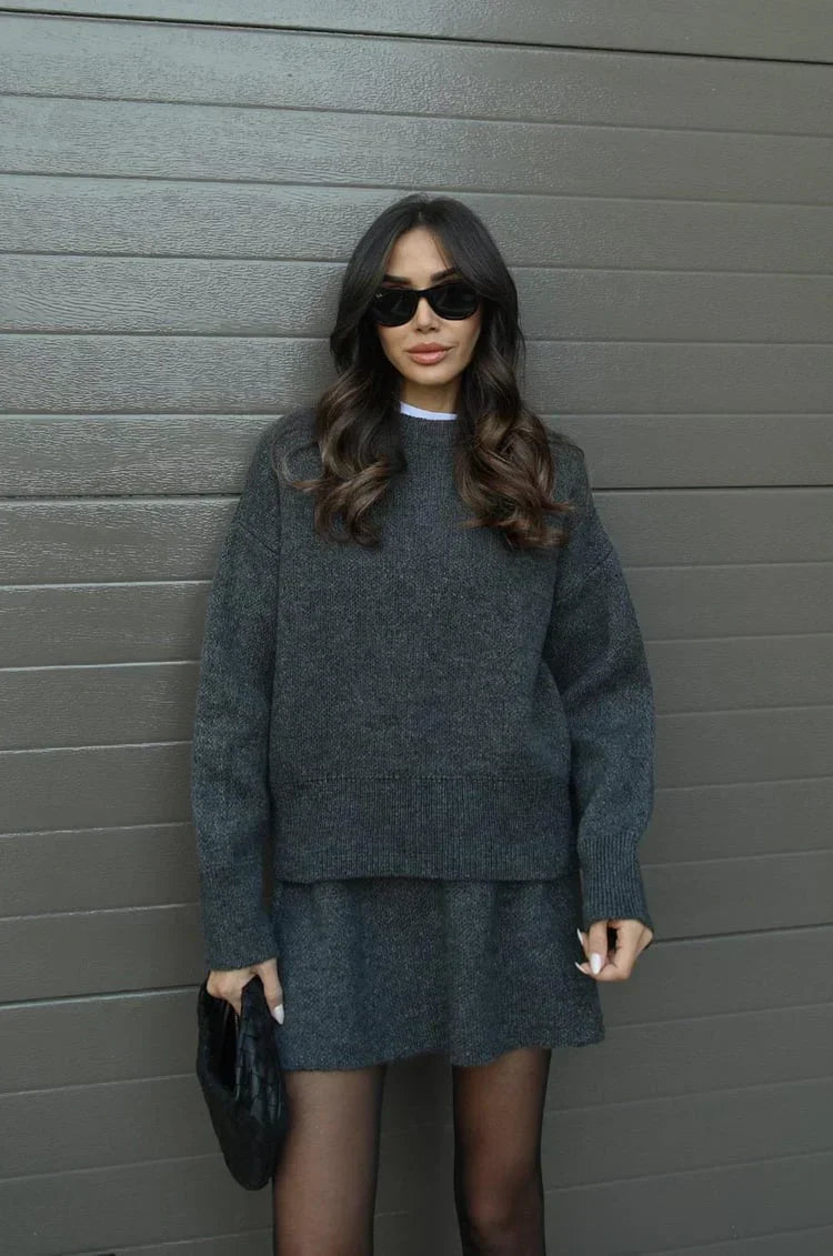 Elegant Sweater & Skirt Co-Ord Set - Two-Piece Knit Set