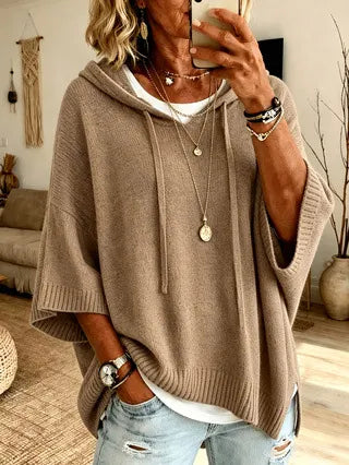 Oversized Knit Hooded Sweater