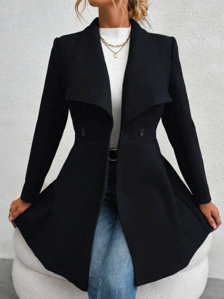 Collared Button-Up Long Sleeve Coat