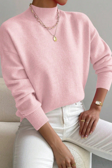 Mock Neck Soft Knit Sweater