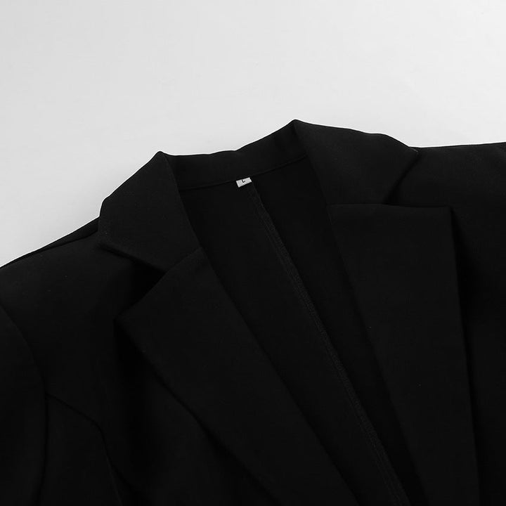 Black Lace-Trim Tailored Blazer