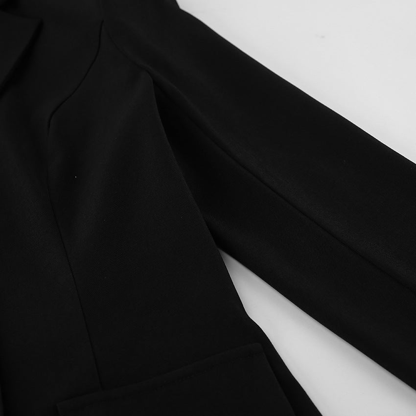 Black Lace-Trim Tailored Blazer