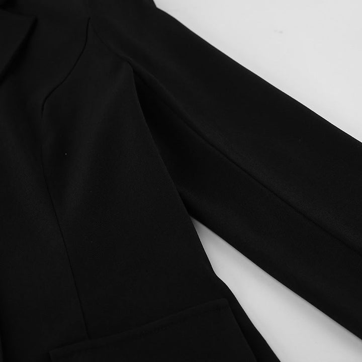 Black Lace-Trim Tailored Blazer