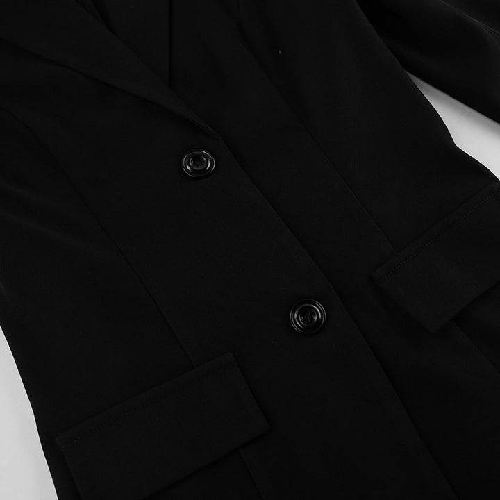 Black Lace-Trim Tailored Blazer