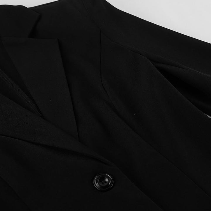 Black Lace-Trim Tailored Blazer