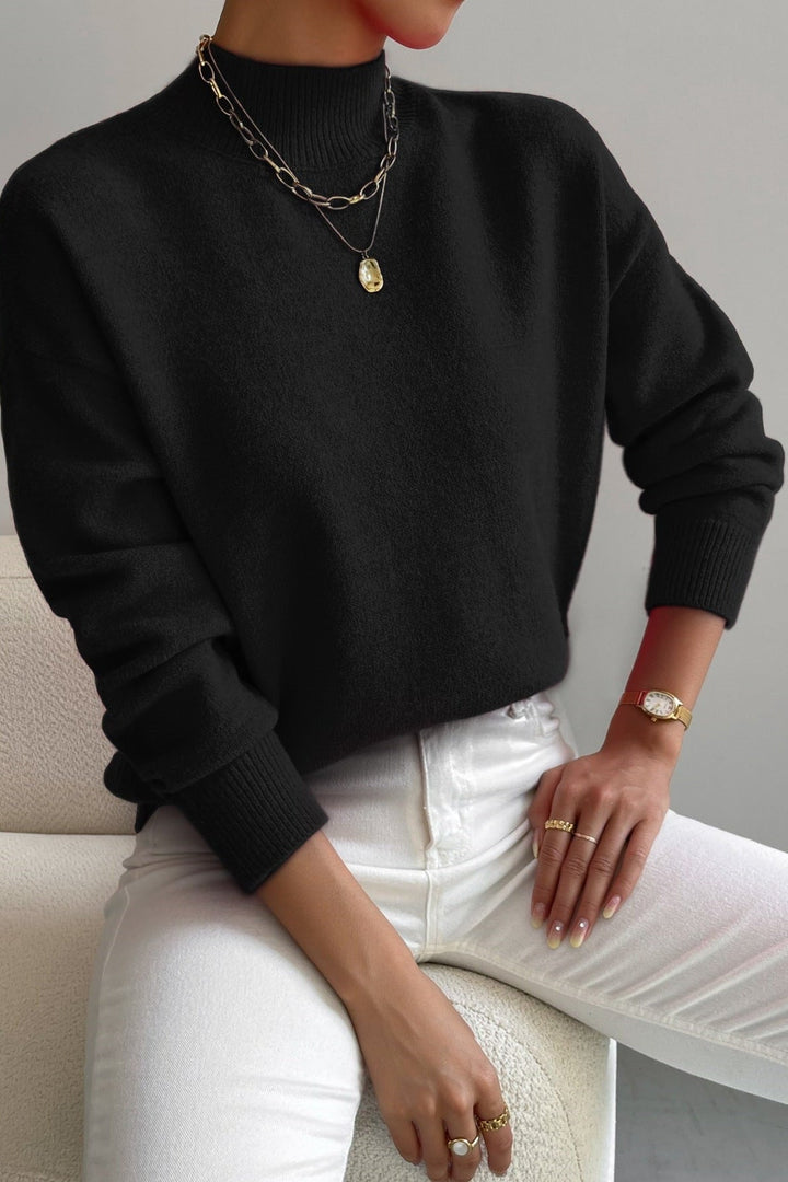 Mock Neck Soft Knit Sweater