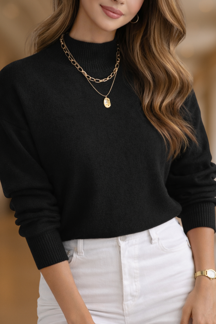 Mock Neck Soft Knit Sweater