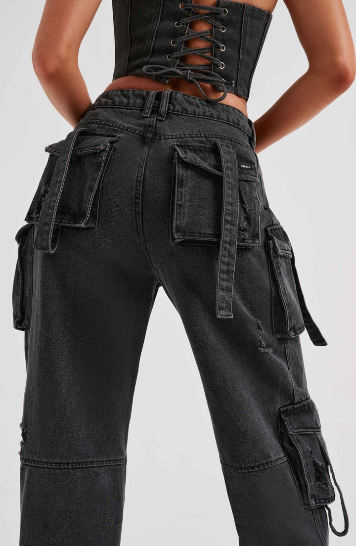 Denim Corset & Cargo Trouser Two-Piece Set for Women