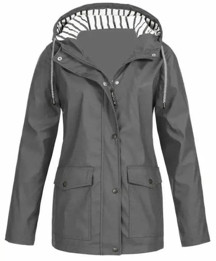 Hooded Rain Jacket with Pockets
