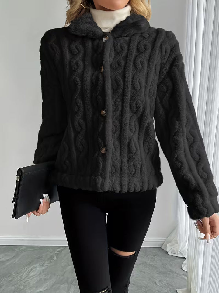 Textured Teddy Button Jacket