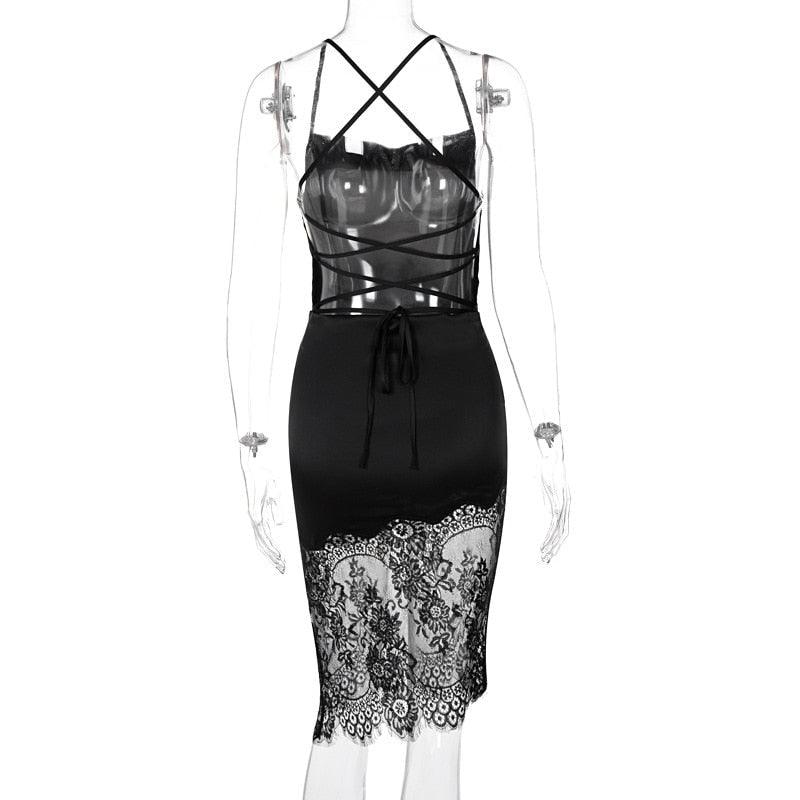 Elegant Lace-Up Summer Dress