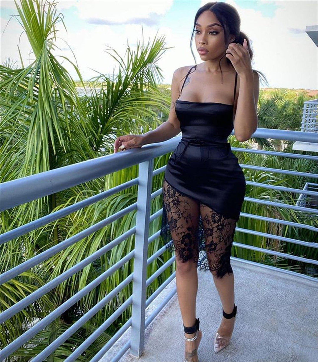 Elegant Lace-Up Summer Dress