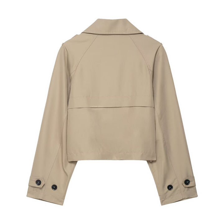 Cropped Double-Breasted Trench Jacket