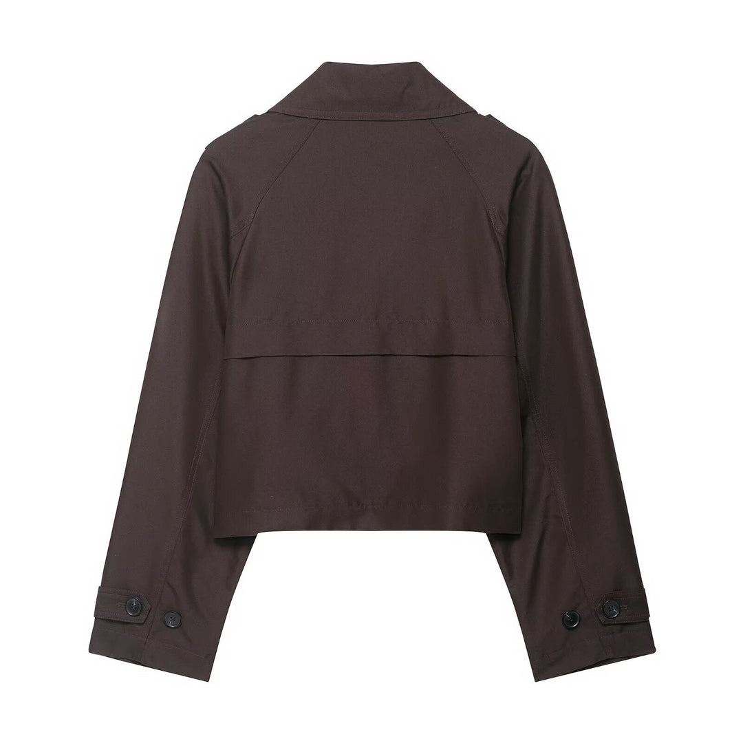 Cropped Double-Breasted Trench Jacket