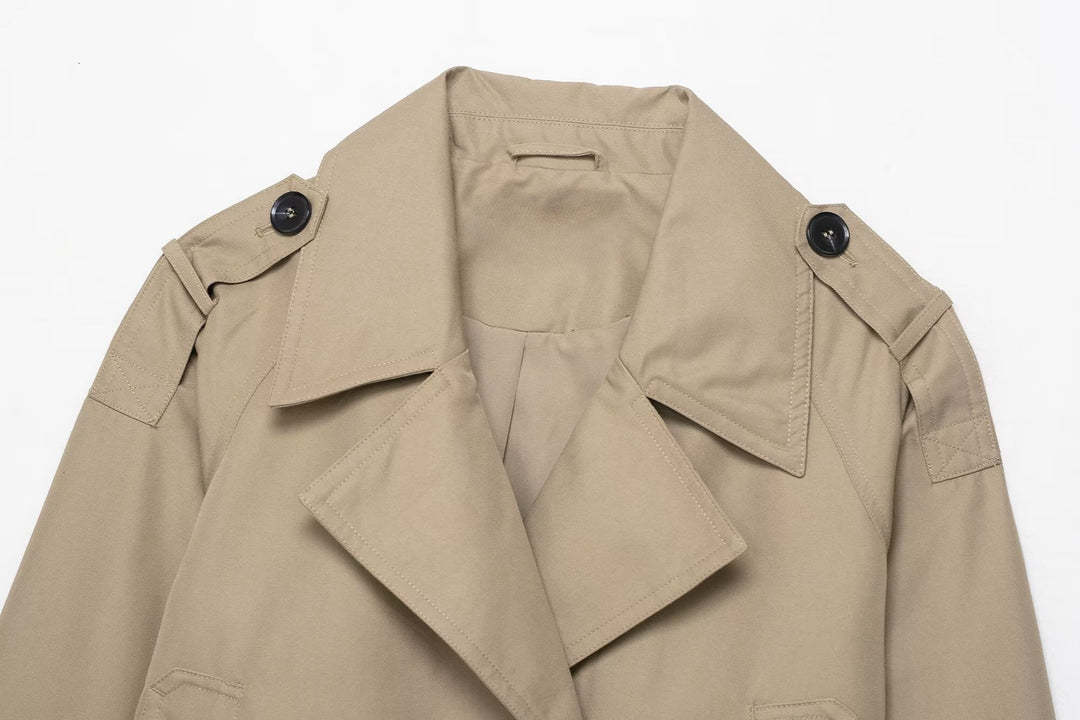 Cropped Double-Breasted Trench Jacket