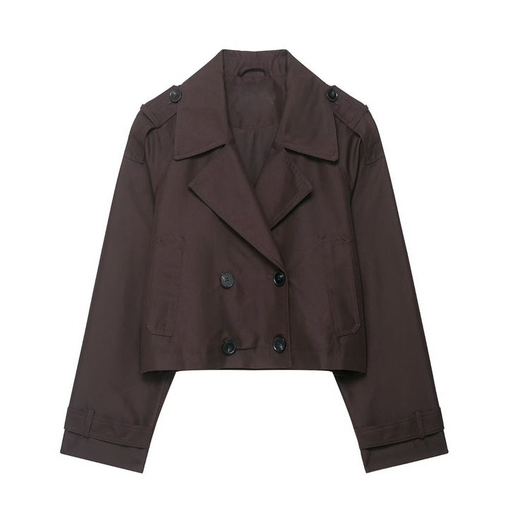 Cropped Double-Breasted Trench Jacket
