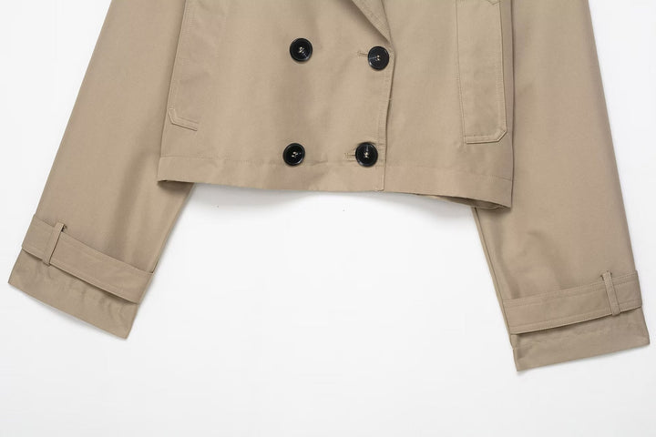 Cropped Double-Breasted Trench Jacket