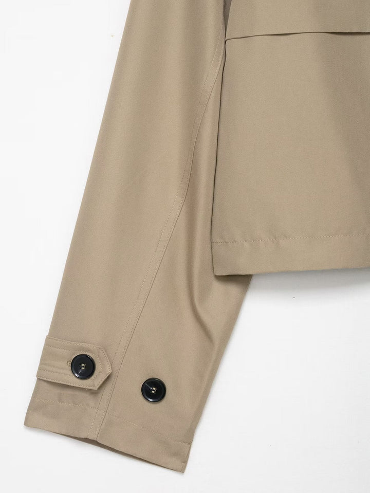 Cropped Double-Breasted Trench Jacket