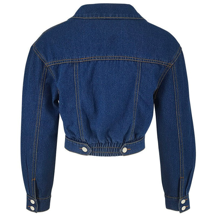Cropped Button-Front Denim Jacket