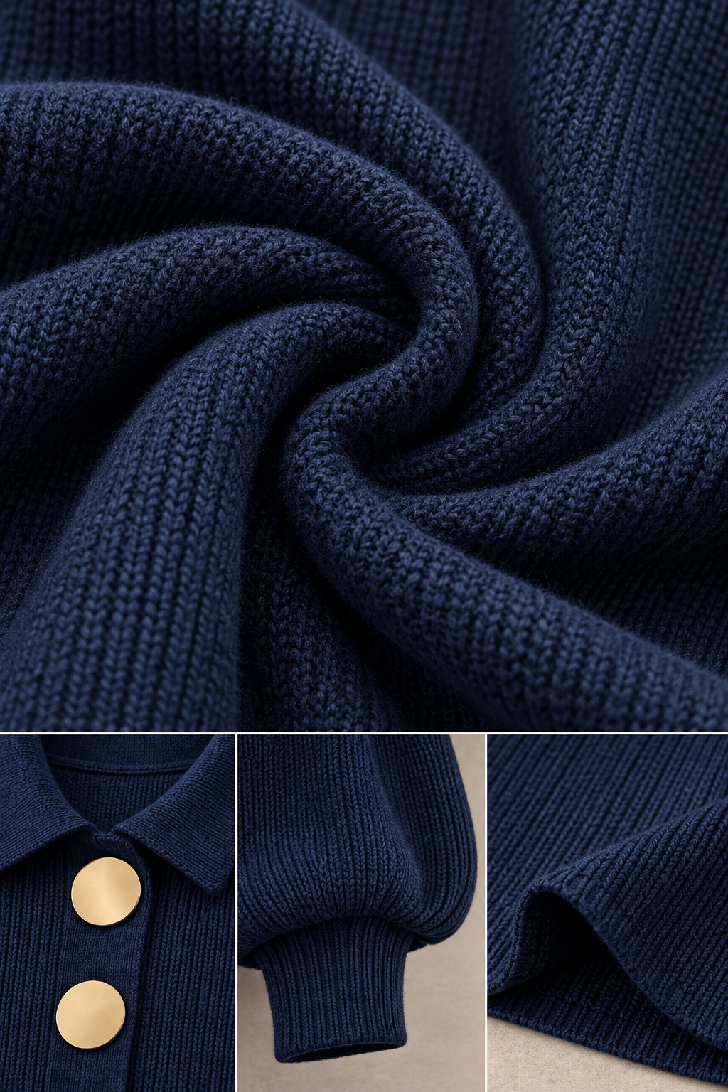 Gold Button Knit Midi Dress