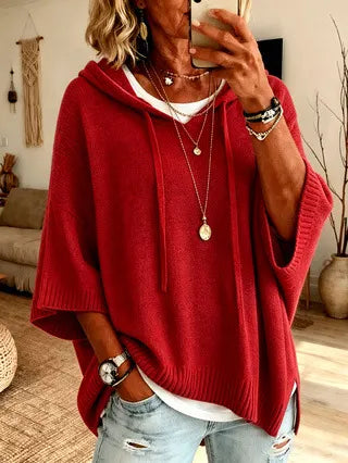 Oversized Knit Hooded Sweater