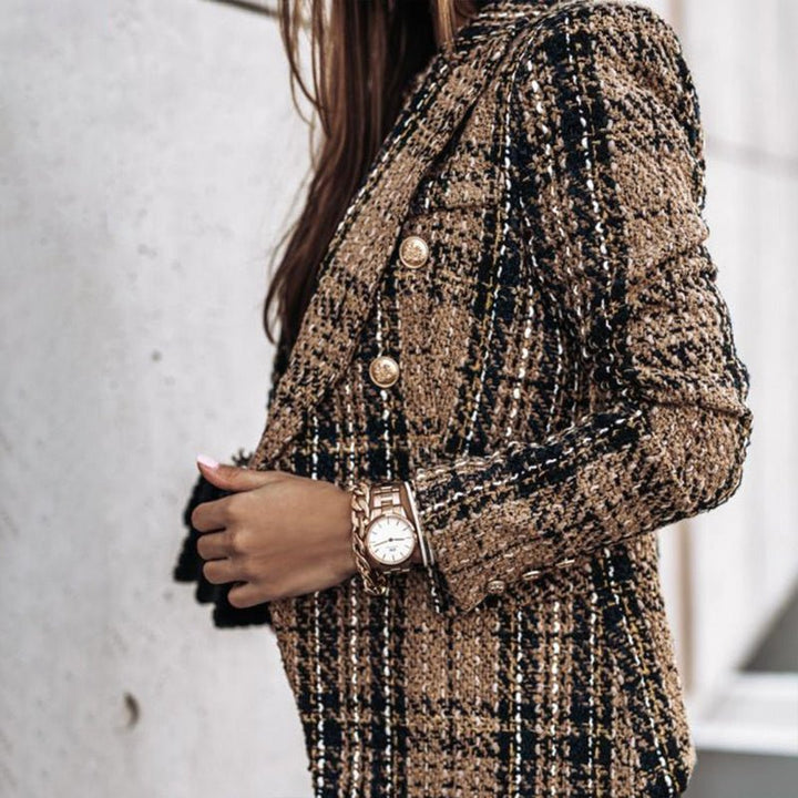 Elegant Tweed Double Breasted Blazer