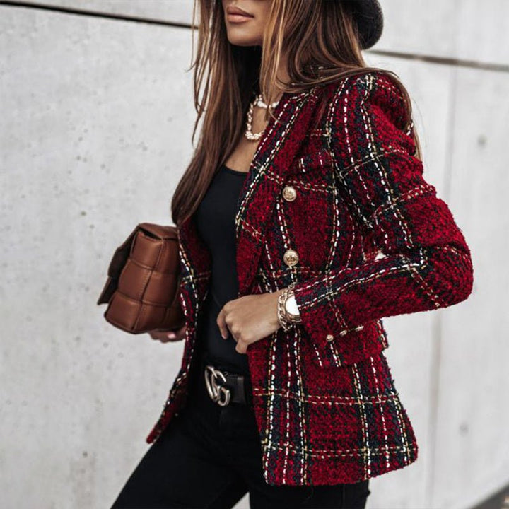 Elegant Tweed Double Breasted Blazer