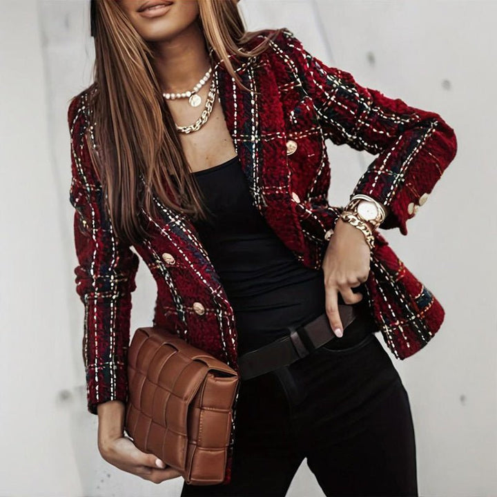 Elegant Tweed Double Breasted Blazer