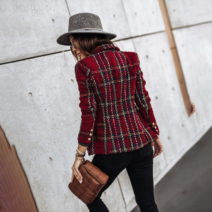 Elegant Tweed Double Breasted Blazer