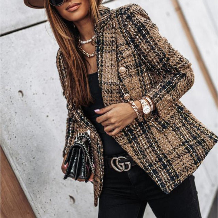 Elegant Tweed Double Breasted Blazer