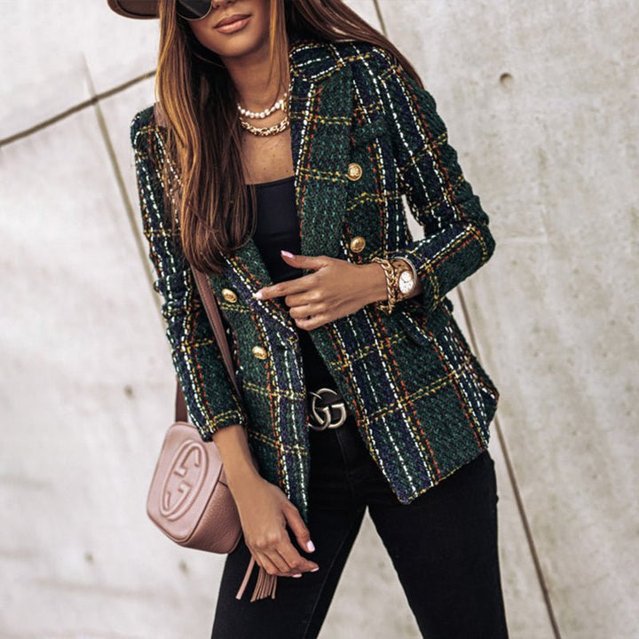Elegant Tweed Double Breasted Blazer