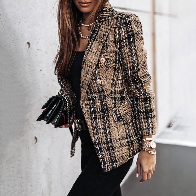 Elegant Tweed Double Breasted Blazer