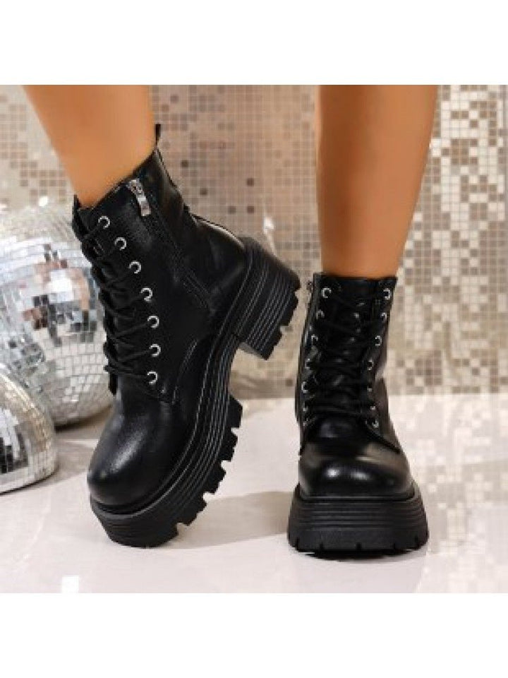 Chunky Lace-Up Platform Ankle Boots