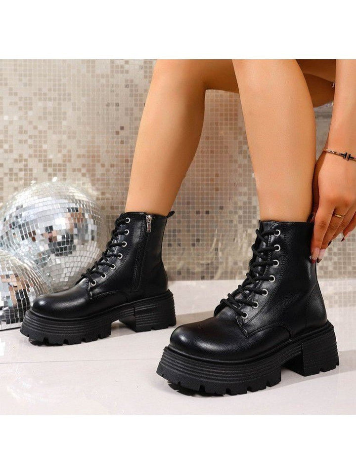 Chunky Lace-Up Platform Ankle Boots