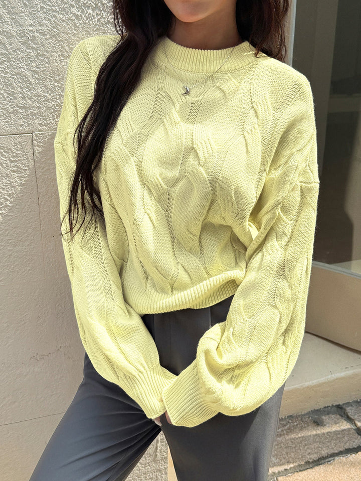 Cozy Cable-Knit Balloon Sleeve Sweater