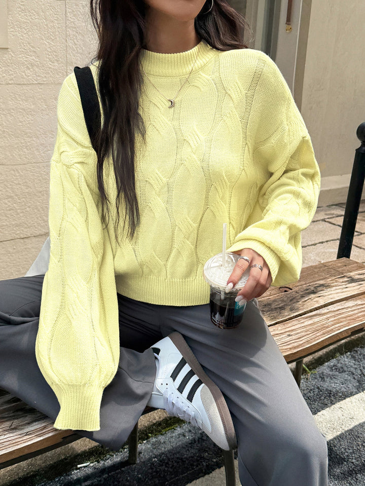 Cozy Cable-Knit Balloon Sleeve Sweater