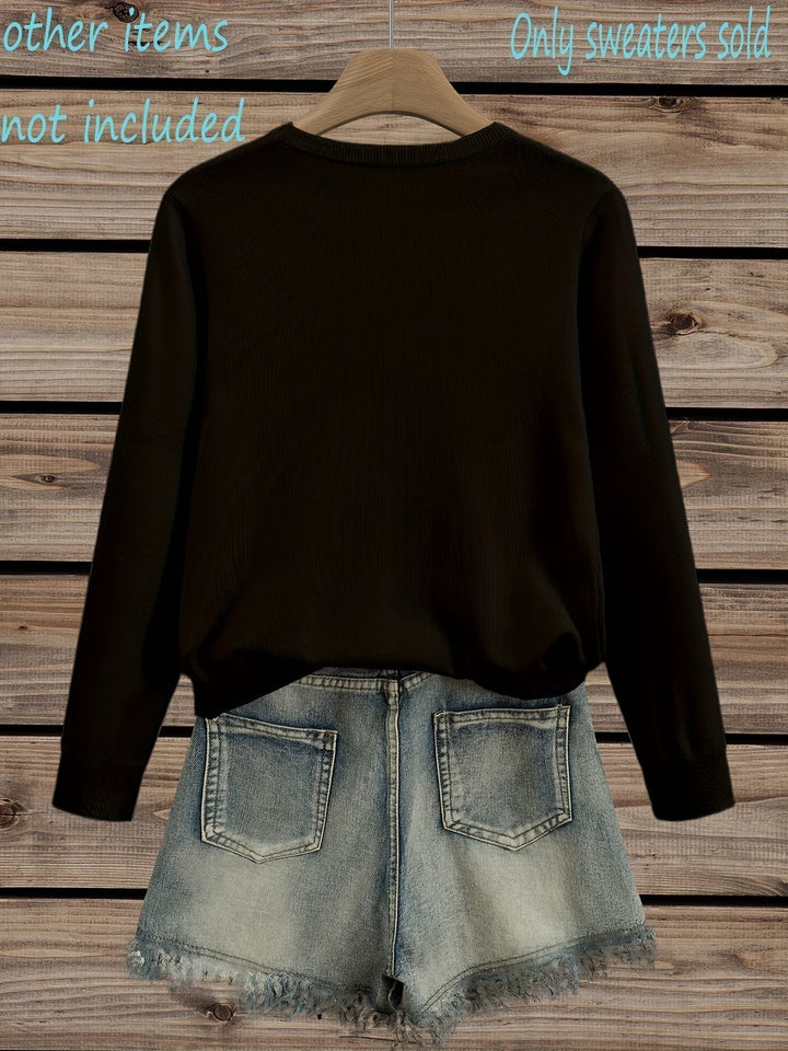 Floral Print Crew Neck Knit Sweater