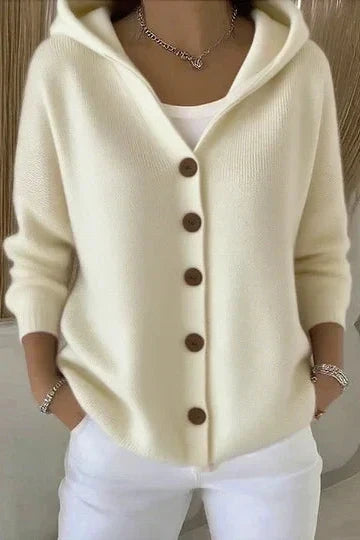 Relaxed Hooded Button Cardigan