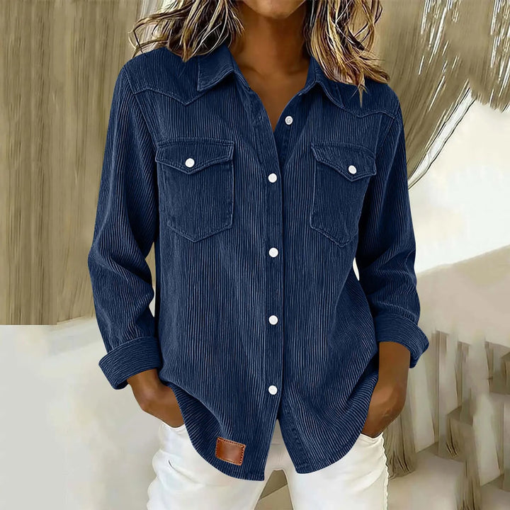 Corduroy Button-Up Shirt with Pockets