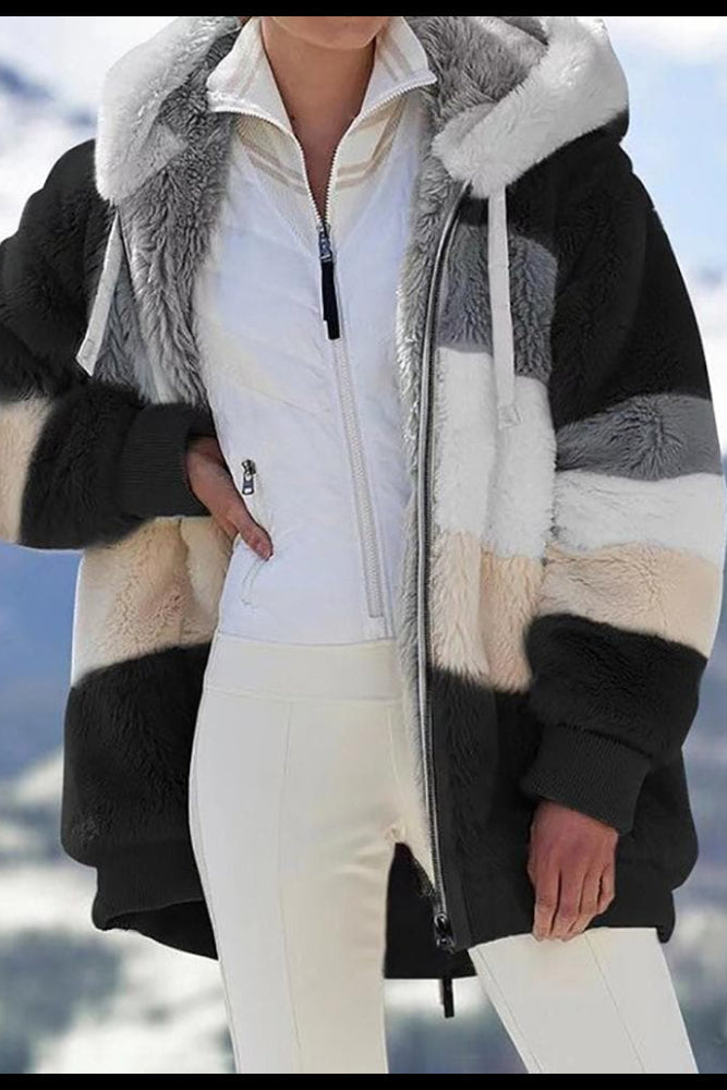 Color-Block Hooded Fleece Jacket
