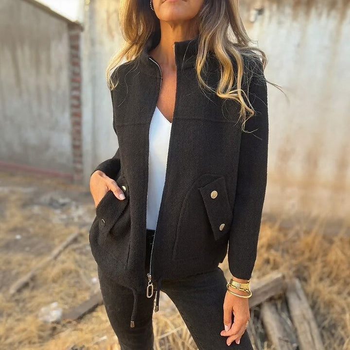 High Collar Zip-Up Jacket